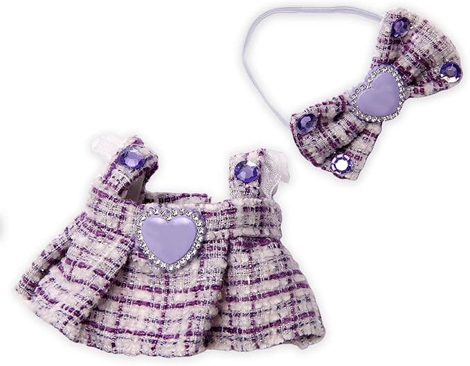 Doll Outfit Set for 17cm Dolls, 2 Piece Clothes Set for Doll, Premium Fashion Dresses for Dolls Accessories Suit (Purple)