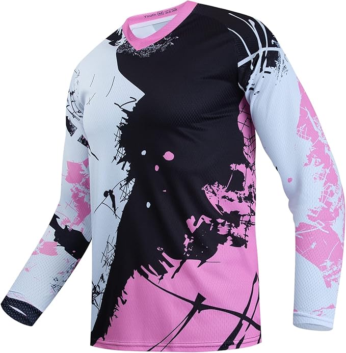 Boy Girl Cycling Jersey Kids Mountain Bike Motocross Long Sleeve Shirt Biking Tops 4-14 Years