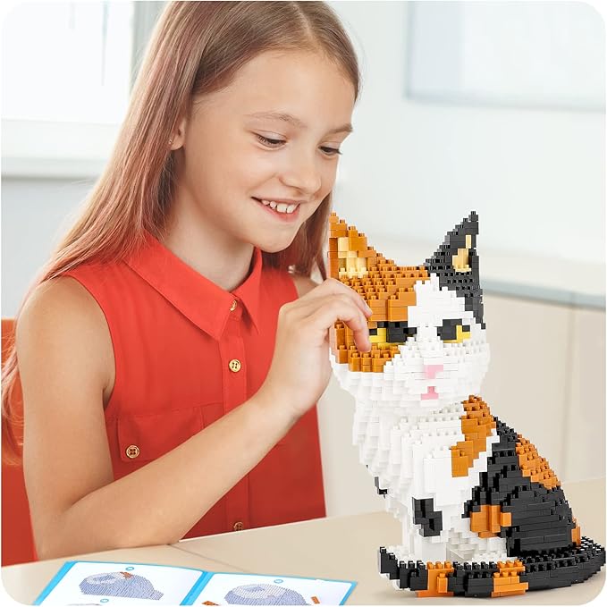 QLT QIAOLETONG Cat Mini Building Blocks Cute Animals Sets for Goodie Bags, 1300 PCS Micro Mini Building Toy DIY 3D Bricks Kit for Adults, Party Favors for Kids, Birthday Gift for Boys Girls
