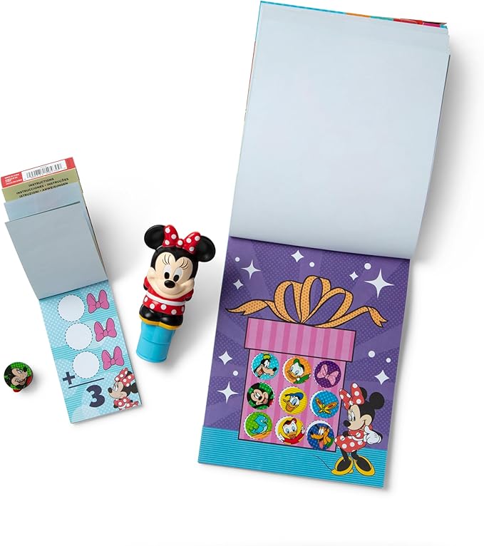 Melissa & Doug Sticker Wow!™ Disney Minnie Mouse Bundle: 24-Page Activity Book, Refillable Sticker Stamper, Mini Pad, 500 Stickers, Arts and Crafts for Kids Ages 3+
