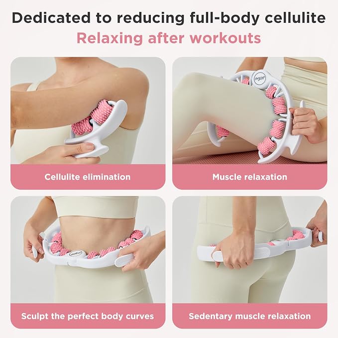 Cellulite Manual Massager for Legs & Thighs - Lymphatic Drainage Tool, Handheld Fascia Blaster for Deep Tissue, Body Sculpting Cellulite Remover(Pink)