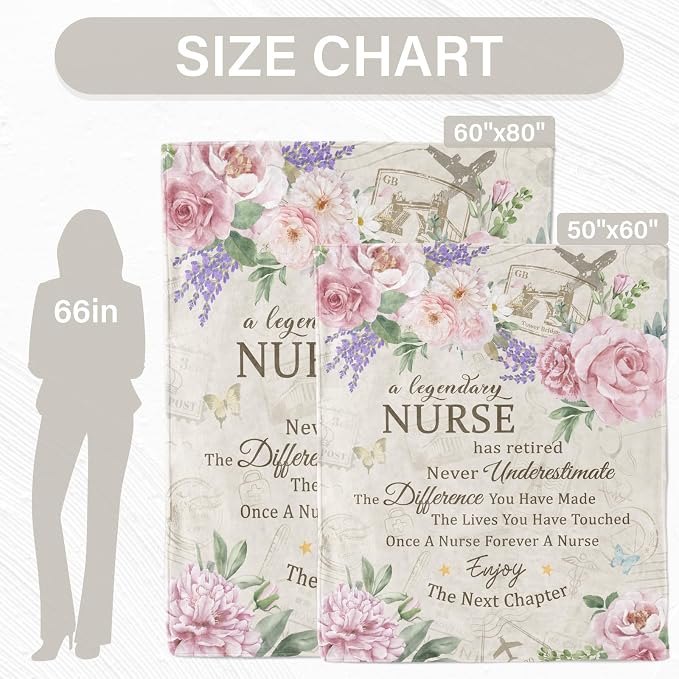 Nurse Retirement Gifts for Women, Nurse Retirement Blanket 60"x50" | Retirement Gift for Nurses 2026, Retired Throw for Nurses Appreciation Week, Retirements Parties