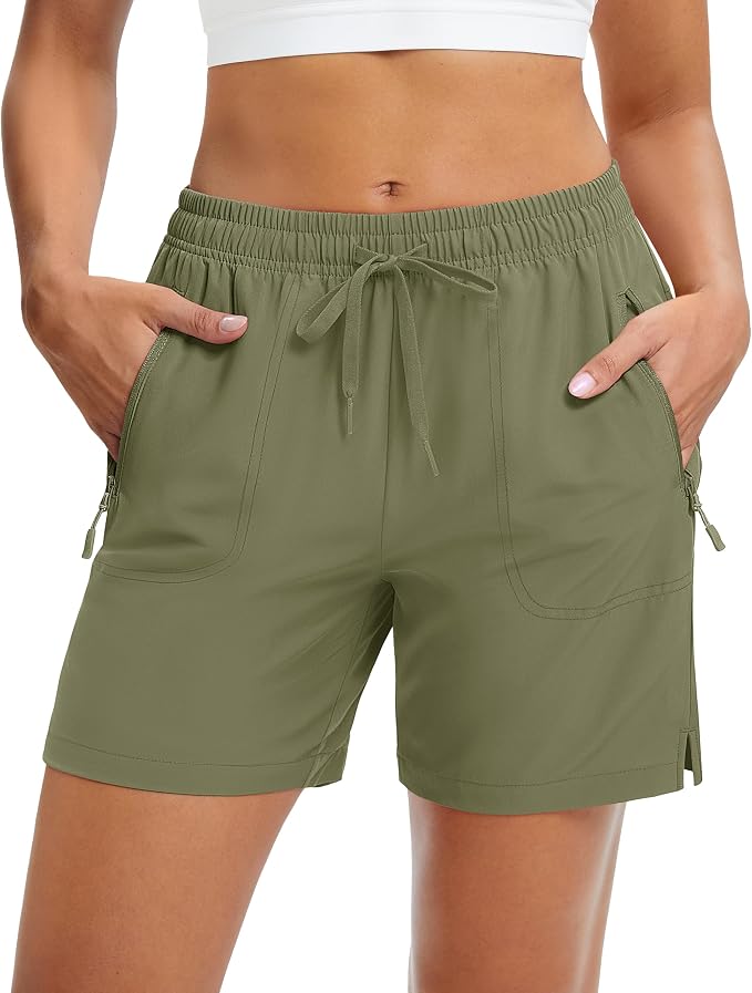 MAGCOMSEN Women's 5" Hiking Shorts UPF 50+ Quick Dry Lightweight Athletic Running Golf Summer Casual Shorts with Pockets