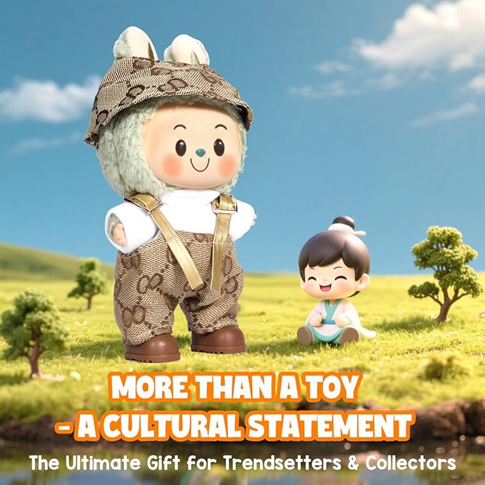 AICase for 17cm Doll Clothes/Outfit,Clothes Set for 17cm Doll,2 Piece Set Hat Clothing,Boys and Girls Stylish Adorable Dolls Clothes Accessories_Brown