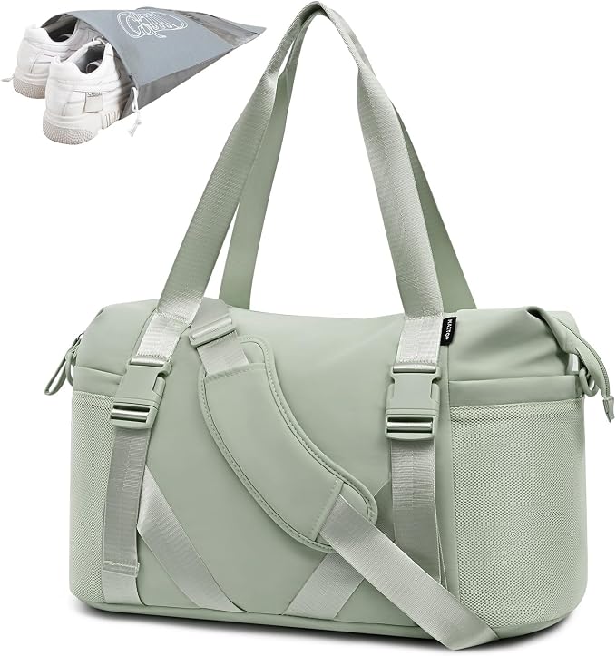 MAXTOP Women's Gym Yoga Duffle Bag with Shoe Pouch,Multi-Purpose Overnight Travel Bag for Gym,Work, Dance, Sports