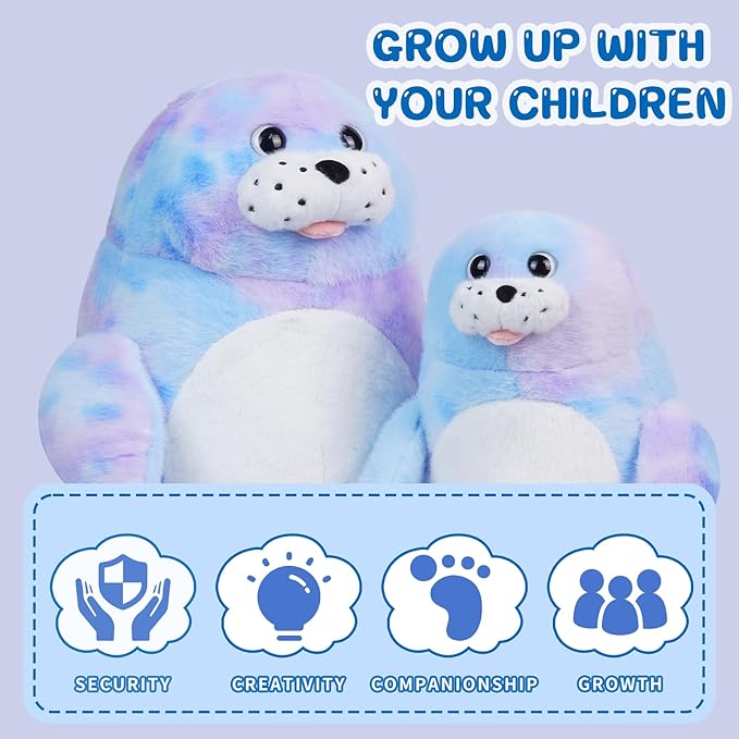 Chubby Blob Seal Pillow,Multicolour Soft Stuffed Seal Plush Hug Plush,Ocean Stuffed Animals Toys for Ocean Lovers, Unique Gift for Kids.（19.69in）.