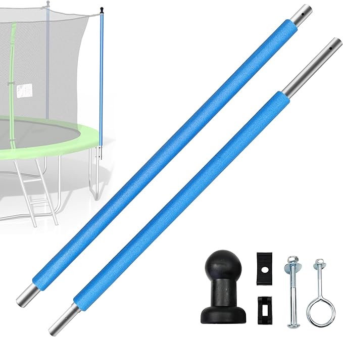 Replacement Trampoline Enclosure Poles for 12/14/15/16FT, Trampoline‘ Bottom Frame Tube and Top Frame Tube with Foam, 2pcs Together, Part # 10,11,