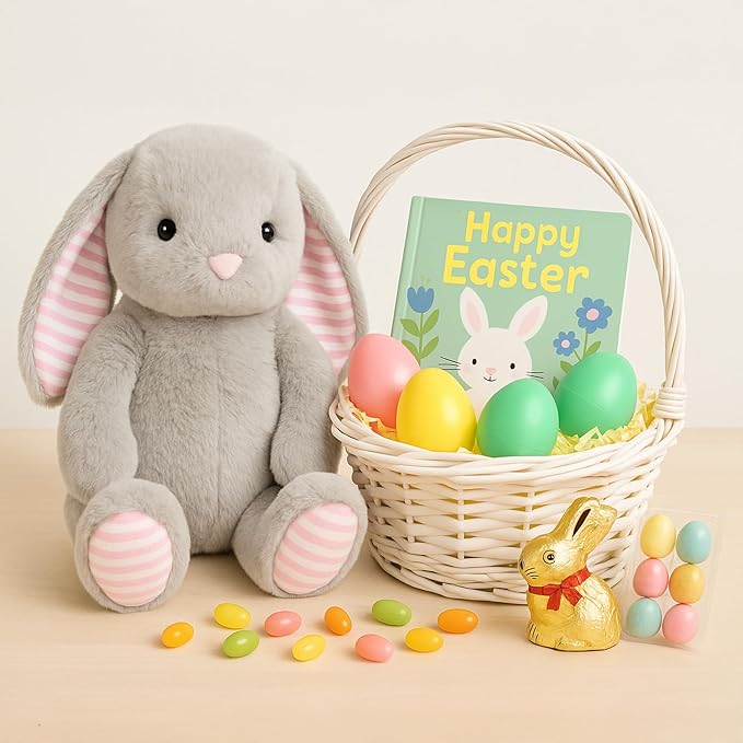 Gray Bunny Rabbit Stuffed Animals Plush Toys for Kids Girls Boys Baby Birthday Bedtime Gift, 17.7 inches