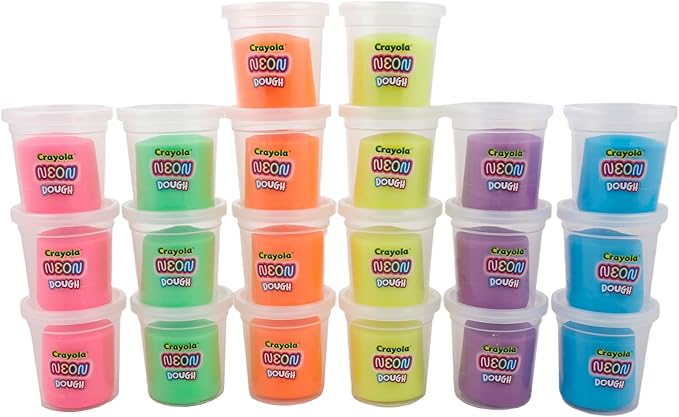 Crayola 20pk Neon Dough 20pk x 3oz – Easter Gifts, Party Favors, Fidget Toys, Sparkling Colors for Creative Play, Safe Non-Toxic Crafting, Great Classroom Fun or Non-Candy Alternative
