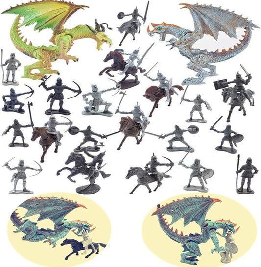 Guaishou Dragon Knight Action Figure Horse with Lance Fantasy World Ancient Soldiers Warriors Army Cavalry Party Favors Classic Soldier Toys