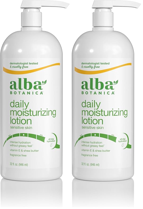 Alba Botanica Daily Moisturizing Lotion,Sensitive Skin,Fragrance Free,32 Oz (Packaging May Vary),(Pack of 2)