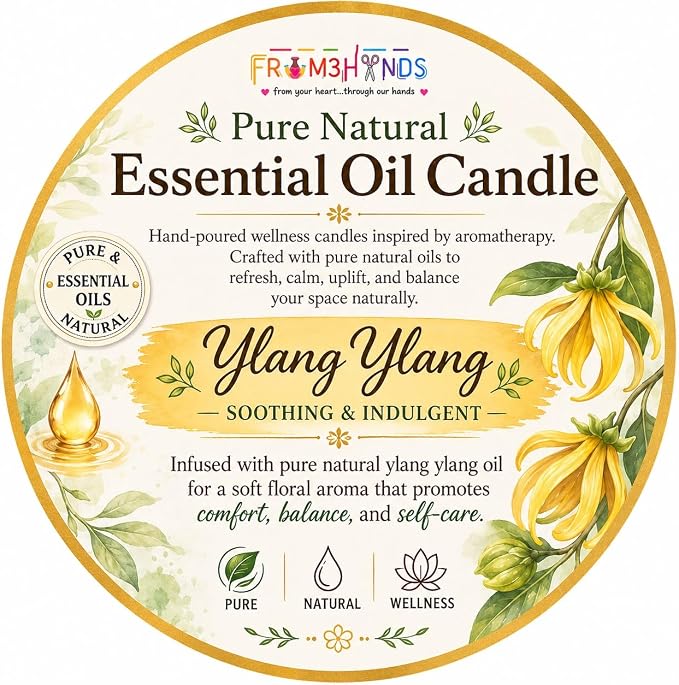 Ylang Ylang Pure Natural Essential Oil Candle | Hand-Poured Small Batch, Aromatherapy Inspired, Soothing Floral Scent, Wellness & Self-Care, Tin Container