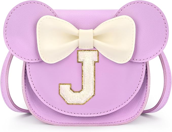 mibasies Toddler Purse Girl Gifts: Girls Birthday Gifts for 3-8 - Toys for Ages 2-4 Girls Mouse Ears Purse, Purple, Letter J