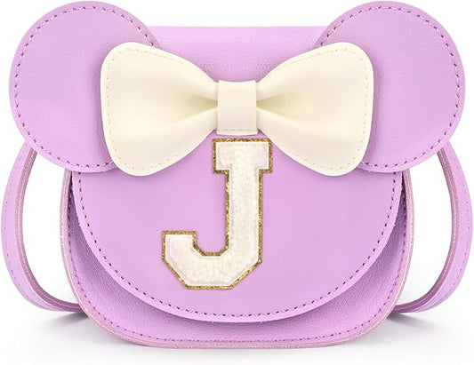 mibasies Toddler Purse Girl Gifts: Girls Birthday Gifts for 3-8 - Toys for Ages 2-4 Girls Mouse Ears Purse, Purple, Letter J