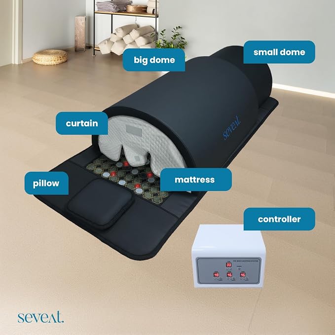 Portable Infrared Sauna Dome | 1300W Power | Near-Zero EMF | Full-Body Dry Sauna with Therapeutic Jade Stones | Home Wellness & Relaxation (Black)