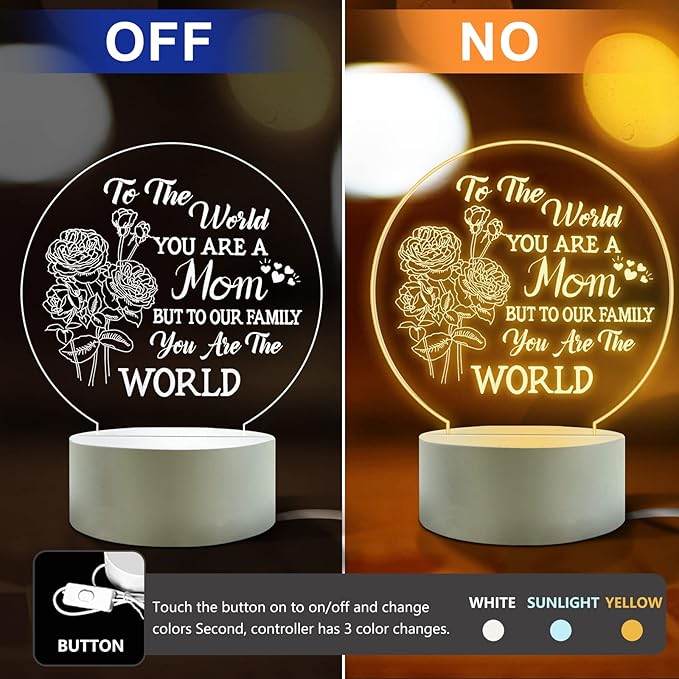 Mother's Gift - Best Mom Birthday Gifts from Daughter & Son, Night Light Room Decoration
