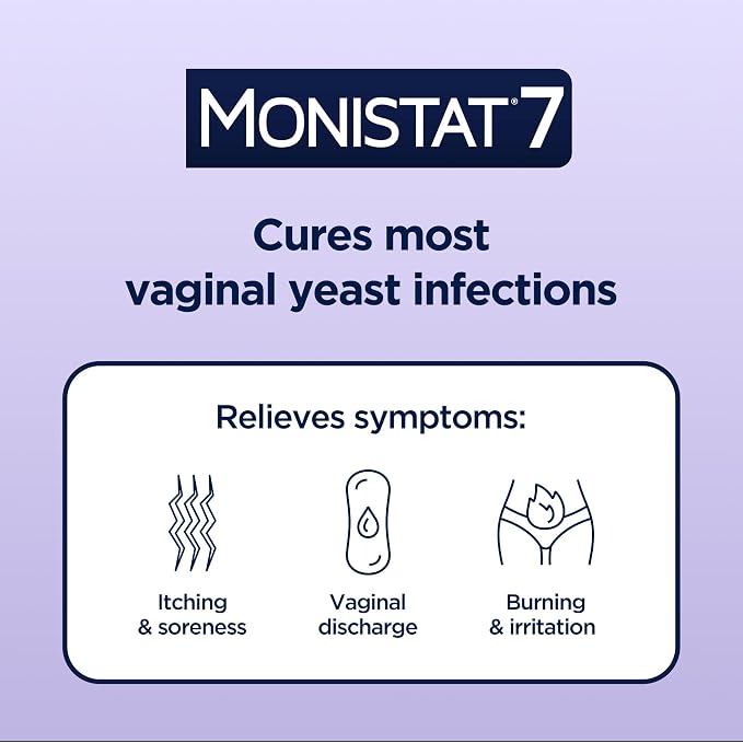 Monistat 7-Day Yeast Infection Treatment for Women, Miconazole Cream (45g Tube) & 7 Applicators, for Relief of Mild Vaginal Itching
