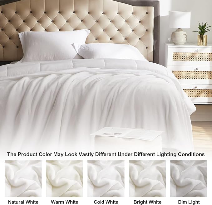 KMUSET Fleece Blanket King Size White Lightweight Super Soft Cozy Luxury Bed Blankets Microfiber Factory Shop(90 * 108)