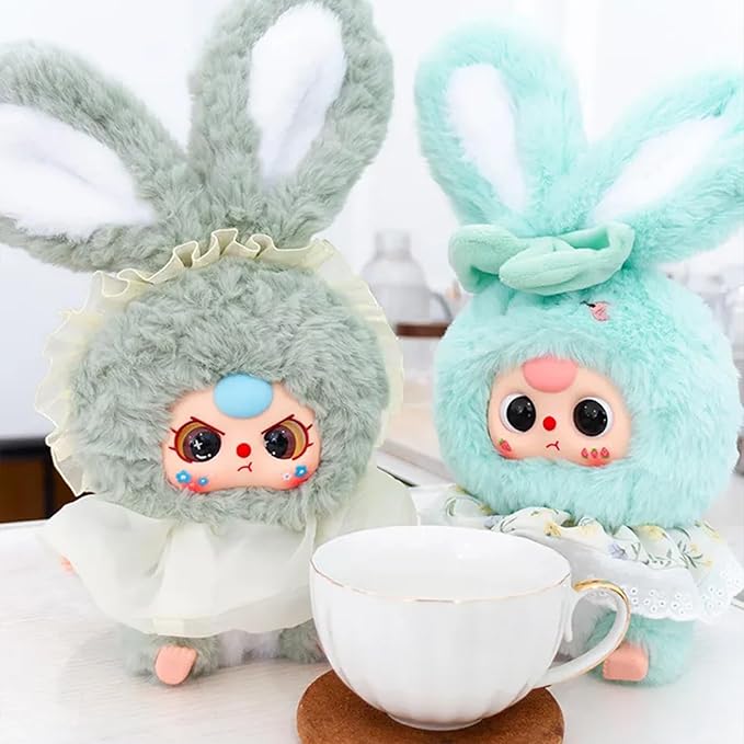 CALEMBOU Plush Doll Blind Box, Cute Rabbit Stuffed Animal Vinyl Plush Toys, Kawaii 1 of 6 Possible Mystery Collectible Toys Cute Soft Animals Charm Birthday Gifts (Lili's Rabbit Town 1pc)