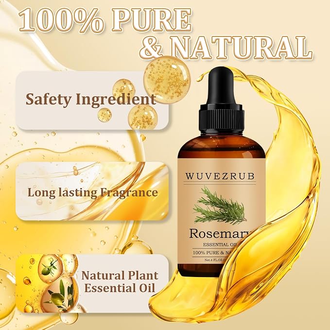 Rosemary Essential Oil 120ML - 100% Pure and Natural Oils for Aromatherapy Diffuser - 4 Fl Oz/Rosemary