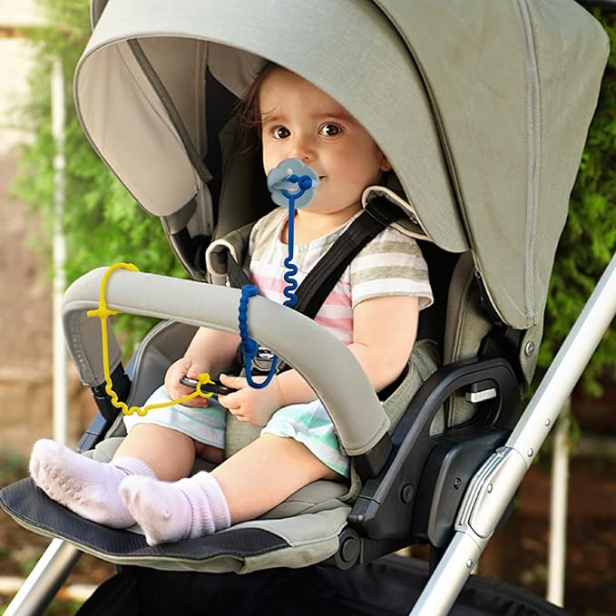 Toy Straps for Baby – 3 Pack Adjustable Silicone Toy Straps for Baby and Sippy Cup Straps for Strollers, High Chairs, Cribs, Car Seats, Food Grade Silicone, BPA Free (Spearmint+Blue+Olive)