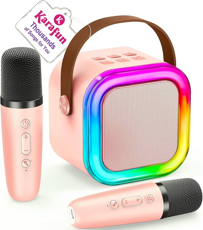 Karaoke Machine for Kids, 2026 TOP Toys Birthday Gifts Ideas for Girls Ages 4, 5, 6, 7, 8, 9, 10, 12+ Years Old, Portable Mini MP3 Player with 2 Wireless Mics for Party