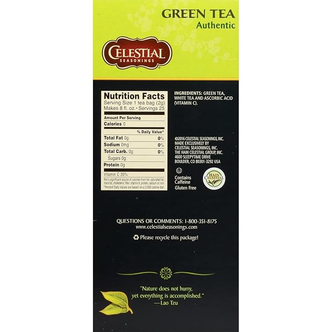 Celestial Seasonings Authentic Green Tea 25 Tea Bags (Pack of 2)
