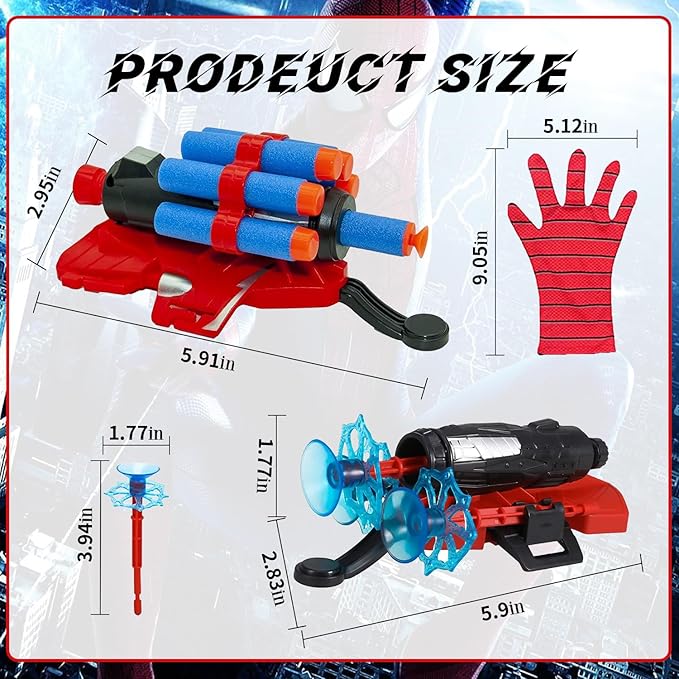 Spider Web Gloves Shooters Costume Toy for Kids Girl Boys Cosplay Launcher Action Figure
