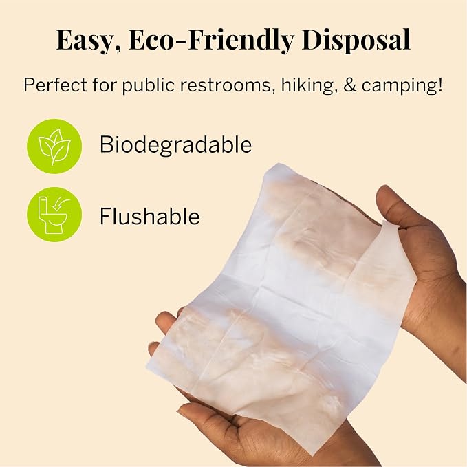 Pixie Feminine Wipes - On The Go Public Bathroom Wipes for Feminine Care - Safe On Period Cups & Menstrual Discs - Biodegradable, Flushable, pH Balanced & Unscented Menstrual Cup Wipes (20 Count)