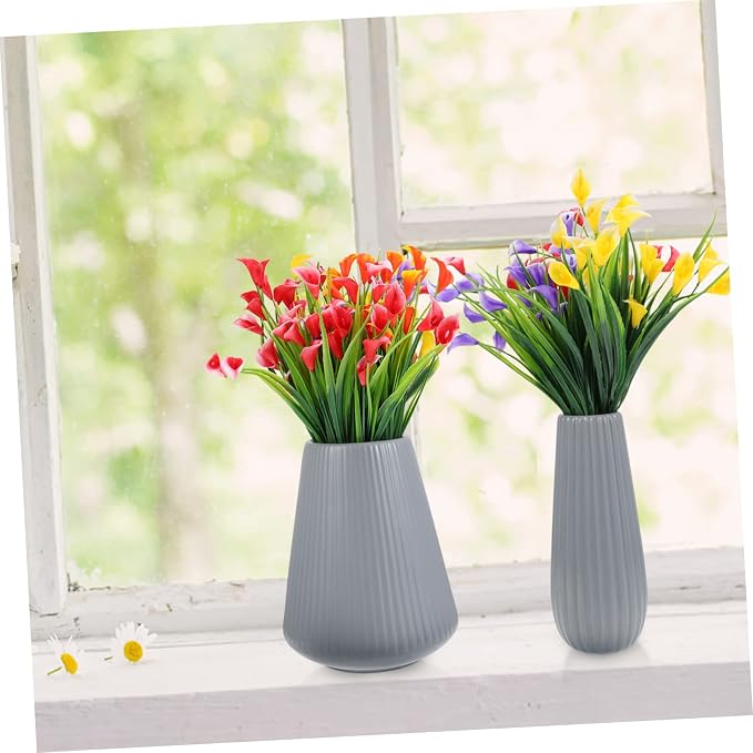 ABOOFAN 2PCS Mediterranean Ceramic Flower Vase Stylish Desktop Planter for Indoor Outdoor Decoration Matte Finish Vases for Wedding and Home Decor