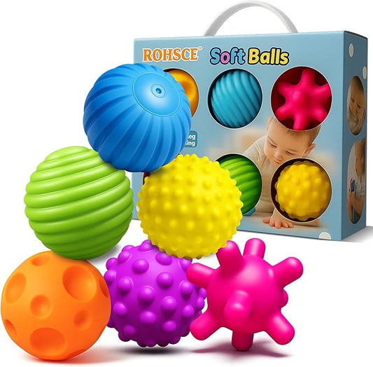 Sensory Ball for Babies 6 to 12 Months, Baby Balls for Toddlers 1-3 Massage Stress Relief, Textured Multi Sensory Balls Gift Sets, Montessori Sensory Toys 6 Spikey Squeeze Ball for Infant Kids