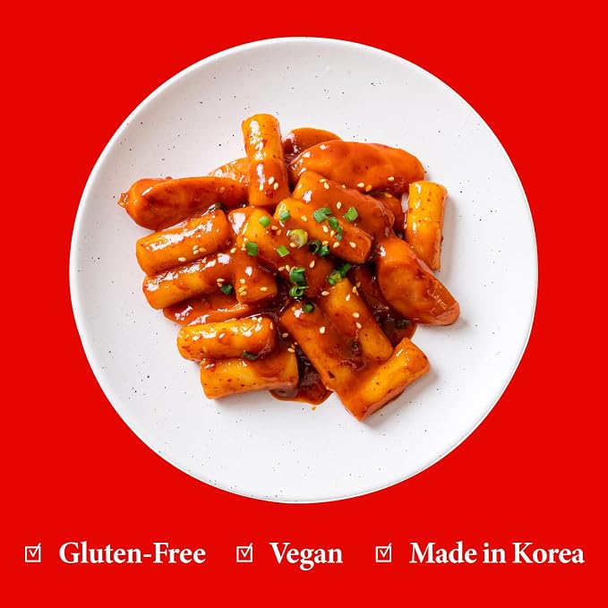 Wang Korean Tteok Rice Cakes, Chewy Tteokobokki Rice Cakes | Perfect for Stir-Fry, Soup & More, Gluten-Free, Vegan, Individually Packaged, 21.17 oz