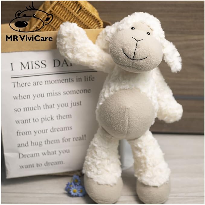 17" Cuddly White/Cream Huggable Sheep Stuffed Animals for Boys and Girls,Soft and Adorable Stuffed Lamb Plush Toys for Newborn Babies,Great Gifts on Birthday,Easter