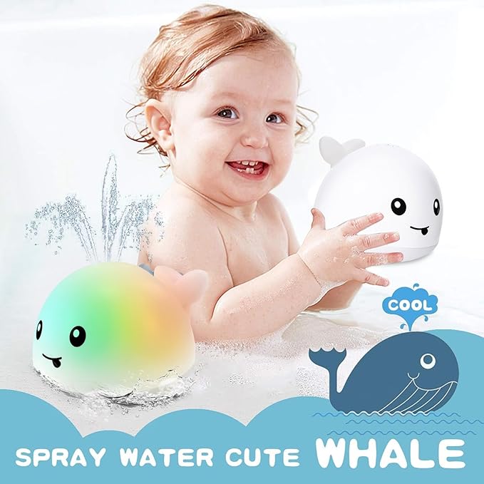 ZHENDUO Baby Bath Toys, Light Up Bath Toys, Sprinkler Bathtub Toys for Toddlers Infant Kids Boys, Automatic Spray Water Bath Toy, Pool Bathroom Baby Toy