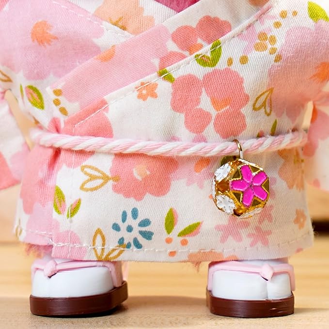17cm Doll Clothes,Outfit Accessories Kimono Set for 6.7inch Dolls Girls, Kawaii Chic Designer Style Flower Hairbow+Pink Clothing Pajamas+Cute Halloween Mask(NO Doll)