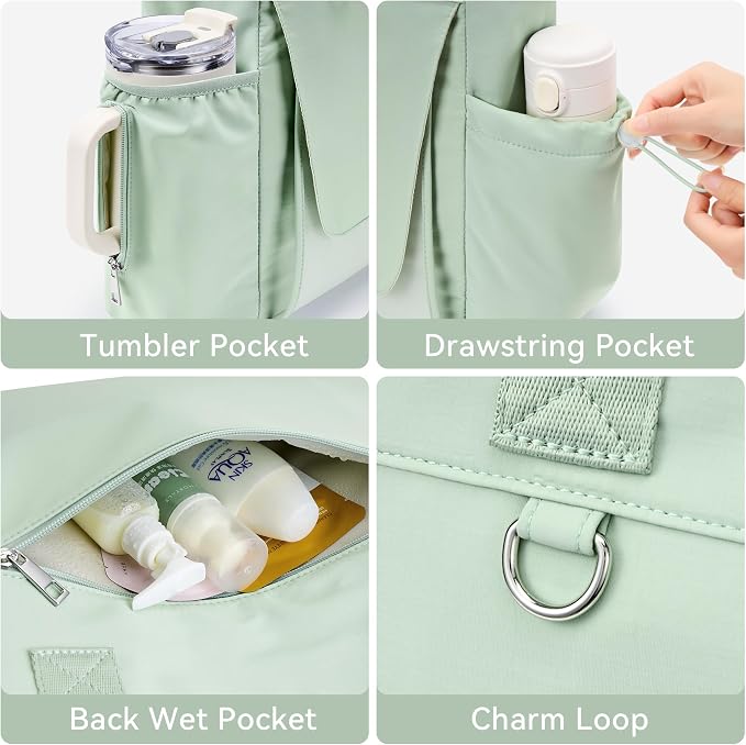 WLLWOO Gym Tote Bag Thick Yoga Mat Bag with Breathable Mesh Holder Carryall Waterproof Wet Pocket for Pilates Travel Beach Workout Women