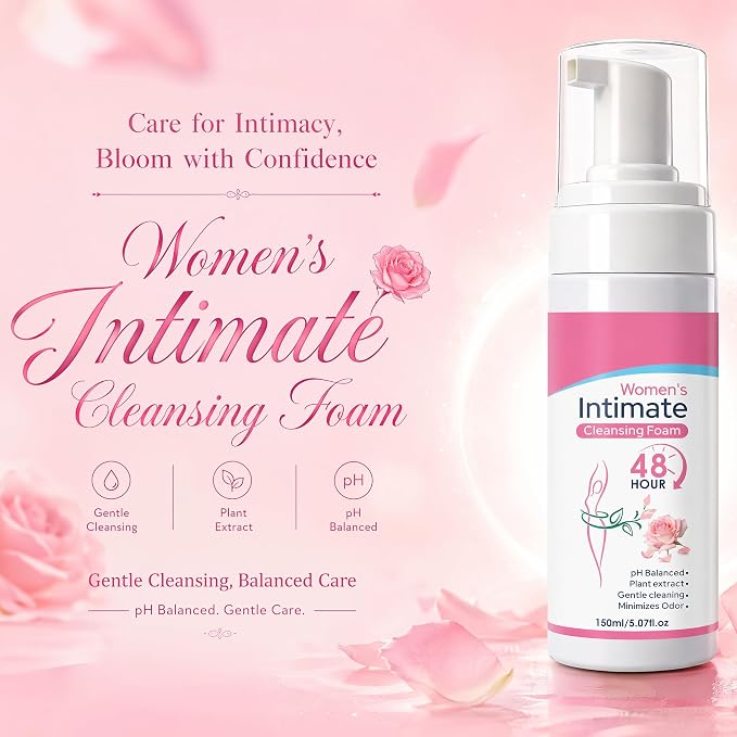 AOAO Intimate Wash for Women, Gentle Sensitive Feminine Wash, ph Balance Cleanser, Herbal Infused Cleansing Foam, Probiotic Enriched, Self-Foaming Pump, Sulfate-Free, 5 Fl Oz