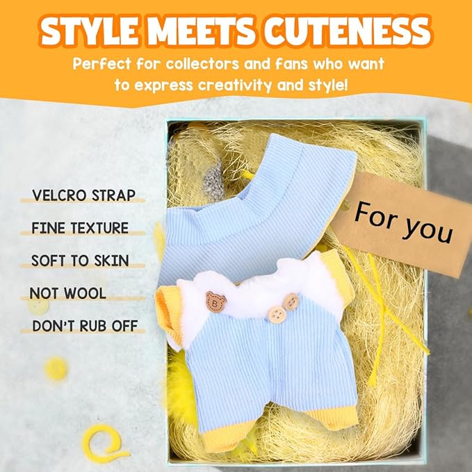 AICase for 17cm Doll Clothes/Outfit,Clothes Set for 17cm Bubu,3 Piece Set Hat Clothing for BUBU, Boys and Girls Stylish Adorable Accessories (C_Style)