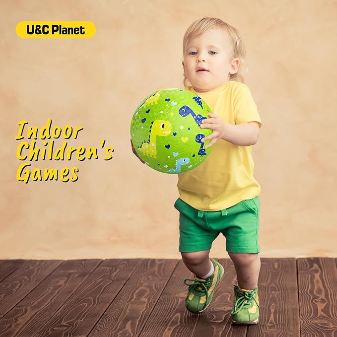 U&C Planet 2 Pack Playground Balls for Toddler Kids, 6 inch 8.5 inch Cartoon Rubber Balls with Pump, Dodgeball Kickball for Outdoor & Indoor Game, Great Gift for Boys Girls Aged 1 and Above