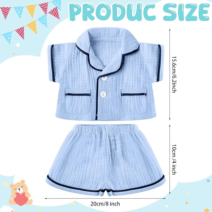 Hungdao Bear Clothes Pajamas Make Your Own Animals Outfits Fits Most 14 Inches Bear Accessories (Blue)