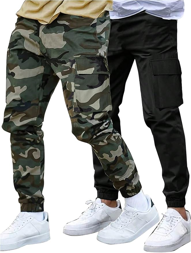 GORGLITTER Boy's Cargo Pants Casual 2 Piece Elastic Waist Hiking Going Out Khaki Pants Joggers with Pockets Clothes