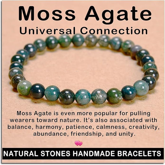AD Beads Handmade Gemstone Stretch Elastic Bracelet Crystal Healing Reiki Nature's Beauty and Spiritual Essence Unisex