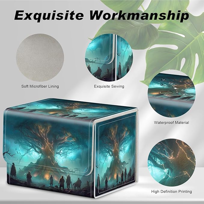 DEGDFSGR for TCG MTG Card Game Storage Box Organizer Trading Card Case Commander Deck Box Magnetic Closure Creative Pattern Up to 200 Cards, Several People Tree