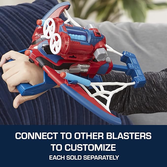 Marvel Spider-Man Web Shots Spiderbolt NERF Powered Blaster Toy, Fires Darts, 3 Darts, Kids 5+ Years (Amazon Exclusive)