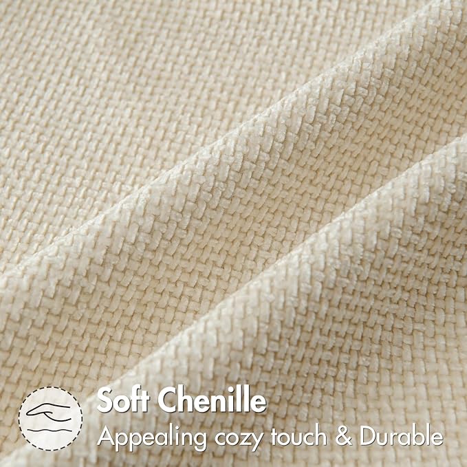 MIULEE Decorative Couch Throw Pillow Covers 18x18 Inch Neutral Cream 2 Pack | Modern Boho Accent, Soft Chenille Pillow Covers, Farmhouse Cushion Cases for Home Decor Bed Sofa Living Room