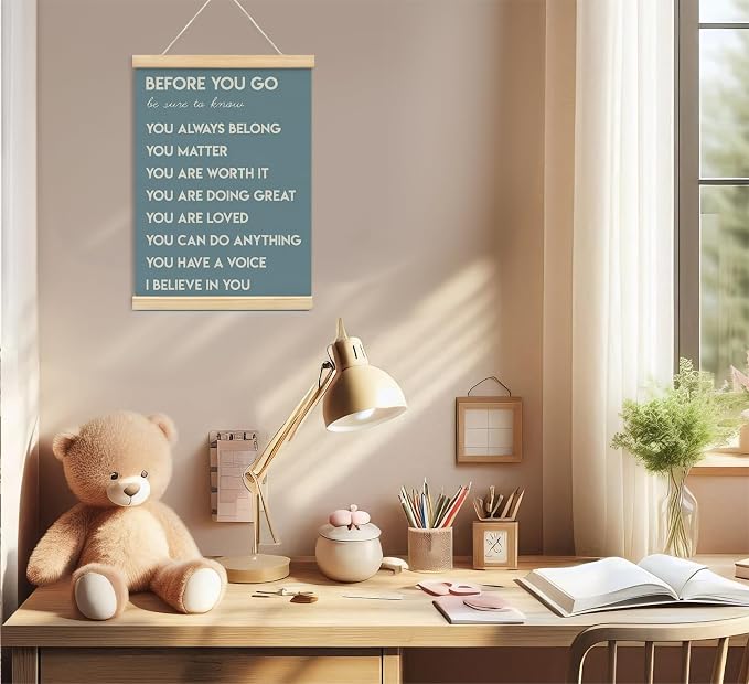 foedor Blue Health Positive Classroom Office Wall Art Decor,12x16 Inch | Affirmations Inspirational Therapist Nurse Wall Art Decor for Kids Teen Girls Room Playroom Wall Decor Wood Posters Framed