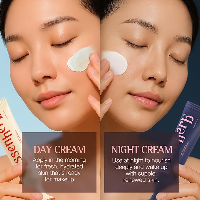 Day to Night Routine Program, Deep Hydration Day cream with Tocopherol, Vegan Face Moisturizer Set, Korean Skin Care (1.01oz, 30ml)