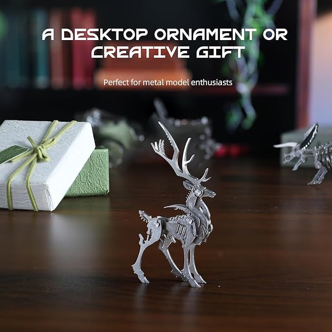 Mythical Forest Deer 3D Metal Puzzle Model for Adults, DIY Animal Sculpture 3D Model Kit Immersive Creative Building Model Art Desk Decor