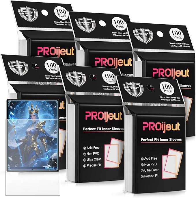 600 Pack Card Sleeves Clear, Perfect Fit Inner Sleeves Ideal for Double-sleeving, Trading Card Sleeve Compatible with MTG, PKM, TCG and Gaming Cards (60 Microns)