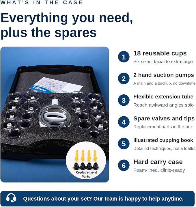 Myofascial Releaser Professional Cupping Therapy Set - 18 Multi-Sized Vacuum Cups with Two Hand Pumps and Detailed Cupping Book - Massage Cupping Set for Massage Therapists